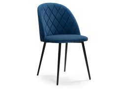 Стул на металлокаркасе Зест микровелюр темно-синий / черный глянец (50x54x81)