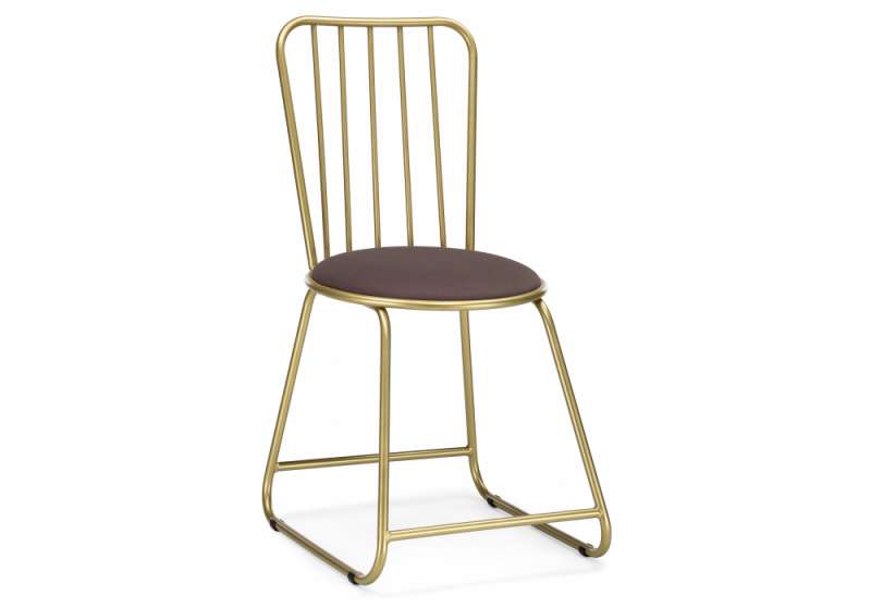 Стул на металлокаркасе Лирион какао велюр / золото. 