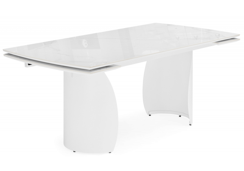 Керамический стол Готланд 180(240)x90 statuario titan gloss / белый (90x79). 