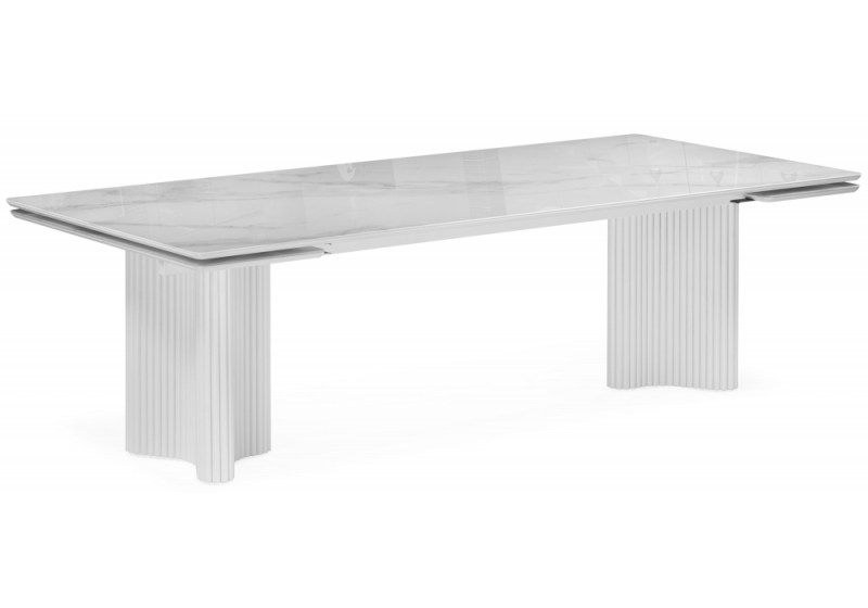 Стол стеклянный Мален 240x110 белый мрамор / белый (110x76,5). 