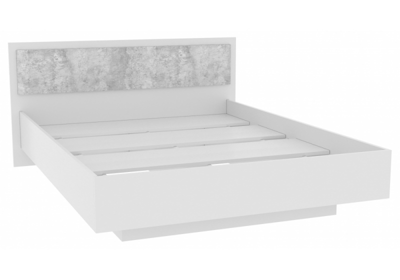 Кровать Лунара 140x200 белый / бетон светлый. 
